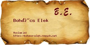 Bohács Elek névjegykártya